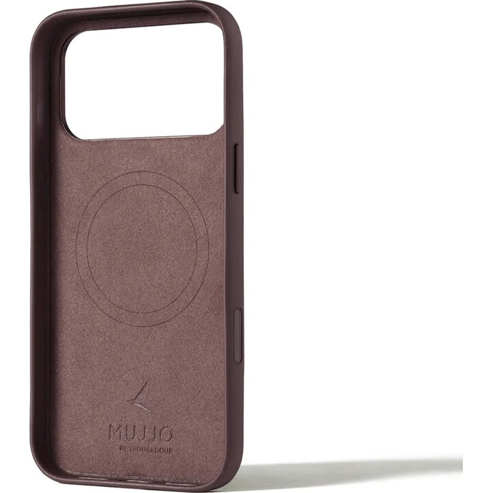 Mujjo Leather Case for iPhone 17 Pro Max – Enhanced Camera Protection Compatible with MagSafe – Bronze Red