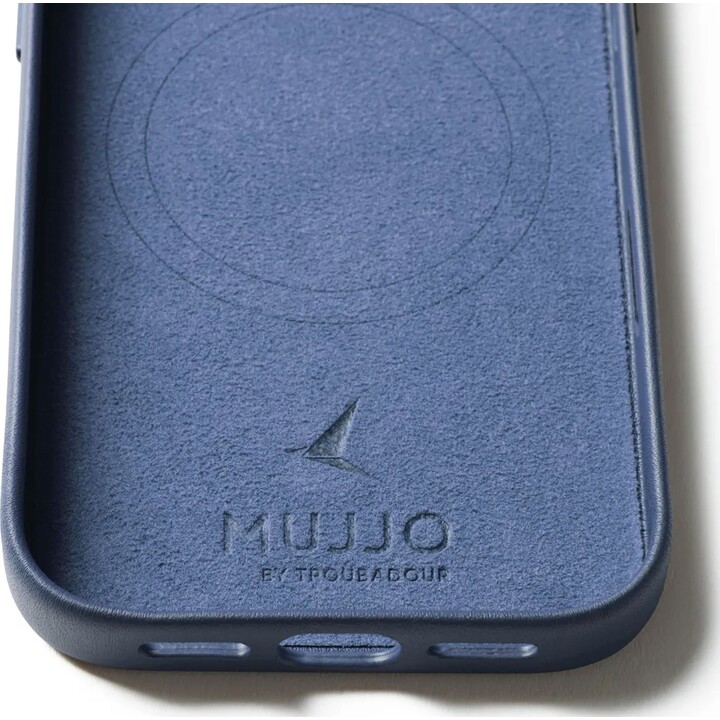 Mujjo Leather Case for iPhone 17 Pro – Compatible with MagSafe, Responsive Buttons – Monaco Blue