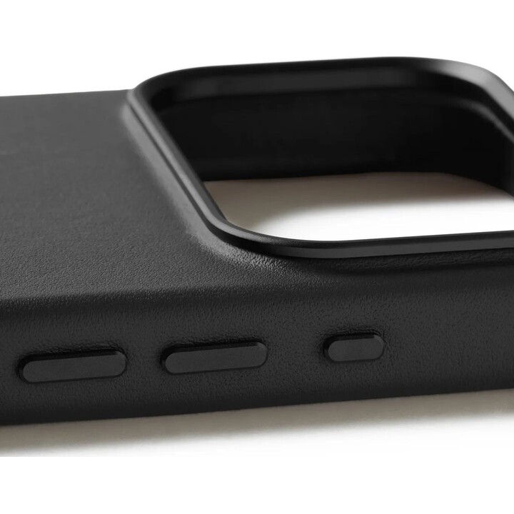 Capa de couro Mujjo para iPhone 17 Pro - Capa protetora compatível com MagSafe - Preto