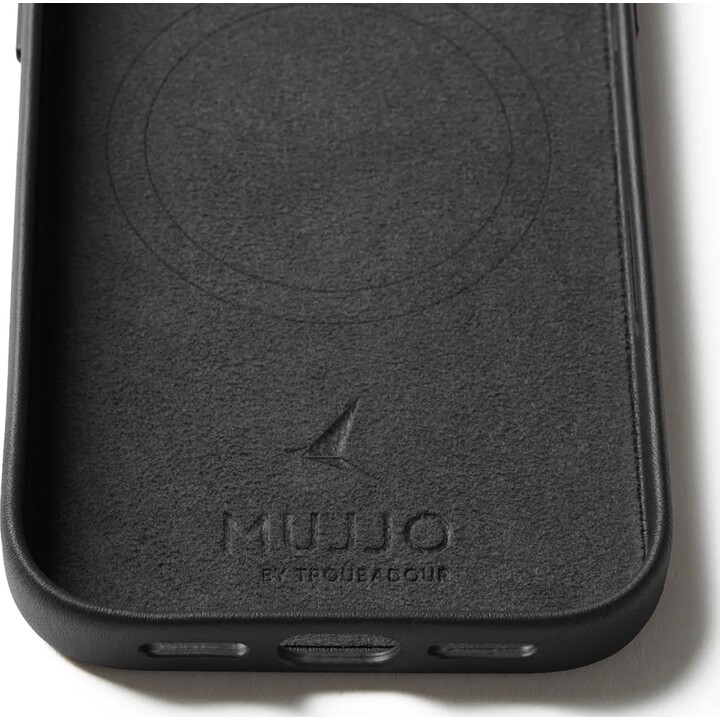 Mujjo Custodia a portafoglio in pelle per iPhone 17 Pro - Compatibile con slot per schede e MagSafe - Nero