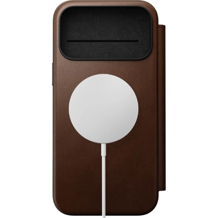 Funda de cuero Nomad Flip Cover para iPhone 17 Pro Max, color marrón