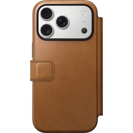 Funda de cuero Nomad Flip Cover para iPhone 17 Pro, color marrón claro