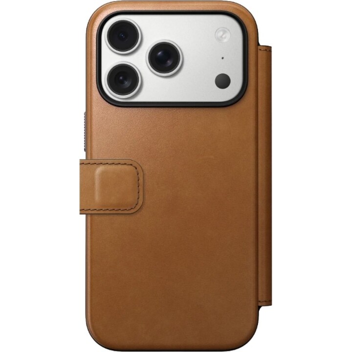 Nomad Leather Flip Cover per iPhone 17 Pro, marrone chiaro