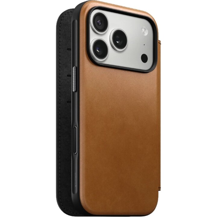 Nomad Leather Flip Cover per iPhone 17 Pro, marrone chiaro