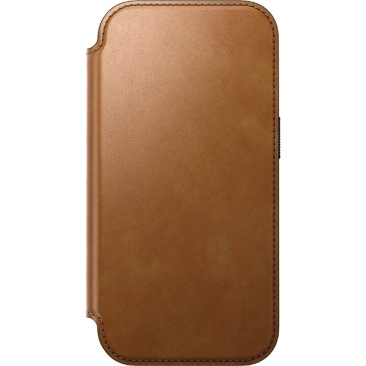 Capa flip em pele Nomad para iPhone 17 Pro, castanho claro