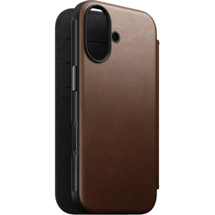 Nomad Leder Flip Cover für iPhone 17, Braun