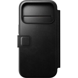 Capa Folio em pele Nomad Modern para iPhone 17 Pro, preta, fabricada em pele Horween