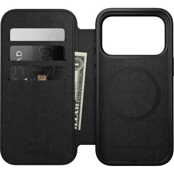 Funda de cuero Nomad Flip Cover para iPhone 17 Pro, color marrón