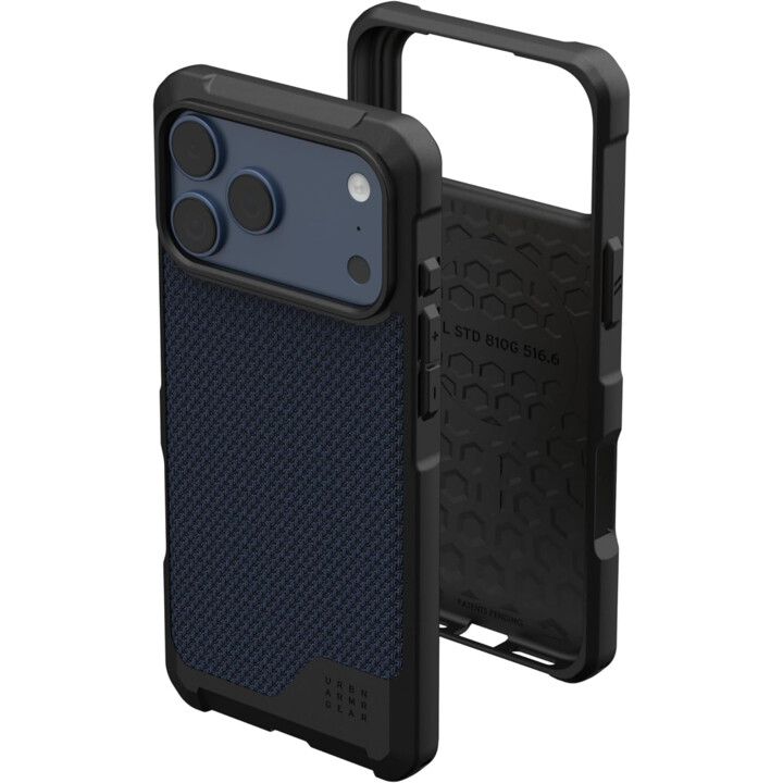 Urban Armor Gear Metropolis LT MS Case Compatible avec iPhone 17 Pro MAX Wireless Charging (Qi) Bleu Kevlar