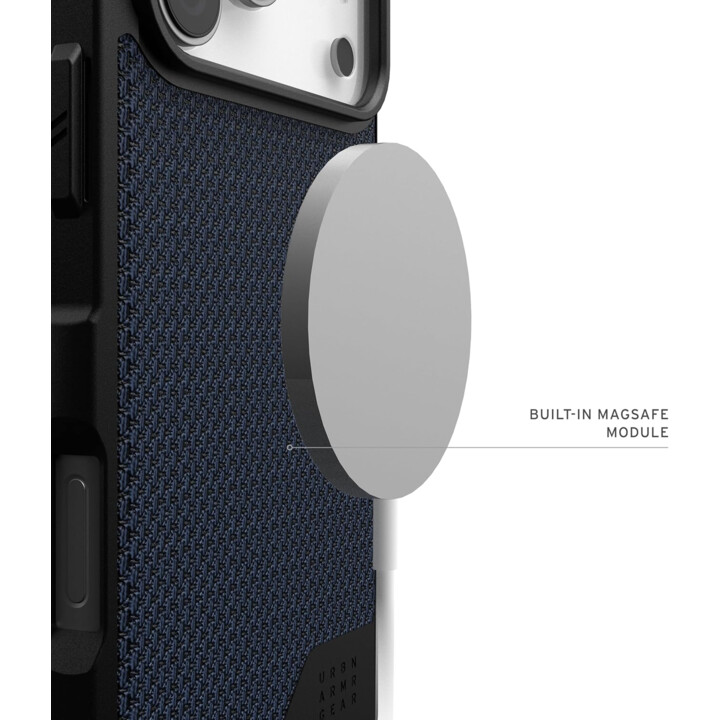Urban Armor Gear Metropolis LT MS Case Compatible avec iPhone 17 Pro MAX Wireless Charging (Qi) Bleu Kevlar