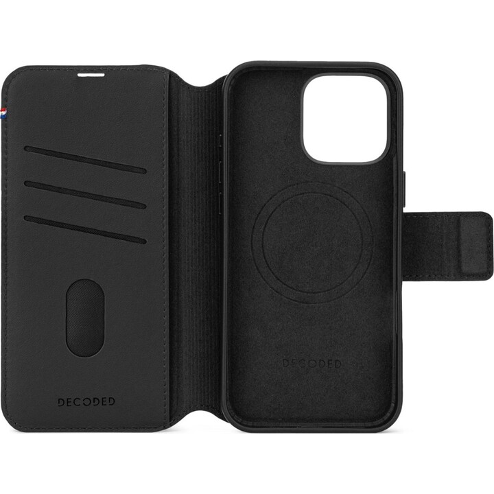 Étui en cuir détachable Decoded pour iPhone 16 Pro Max, noir