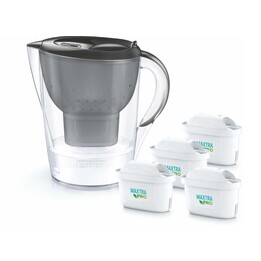 Caraffa filtrante Brita Marella + 4 cartucce MaxtraPro PP (2,4 l; grafite)