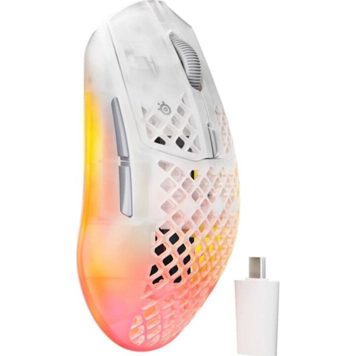Ratón SteelSeries Aerox 3 inalámbrico Gen 2 - 26000 DPI Transparente Blanco 6 Botones