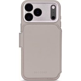Decoded étui portefeuille détachable pour iPhone 17 Pro, étui MagSafe en cuir véritable - Gris argile solide