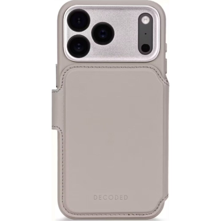 Decoded Detachable Wallet Case for iPhone 17 Pro, Genuine Leather MagSafe Case - Solid Clay Gray