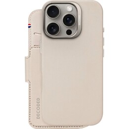 Custodia a portafoglio staccabile Decoded per iPhone 16 Pro, custodia MagSafe in vera pelle - Argilla