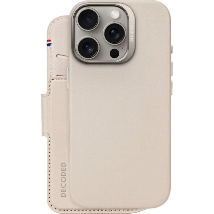 Decoded Detachable Wallet Case for iPhone 16 Pro, Genuine Leather MagSafe Case - Clay