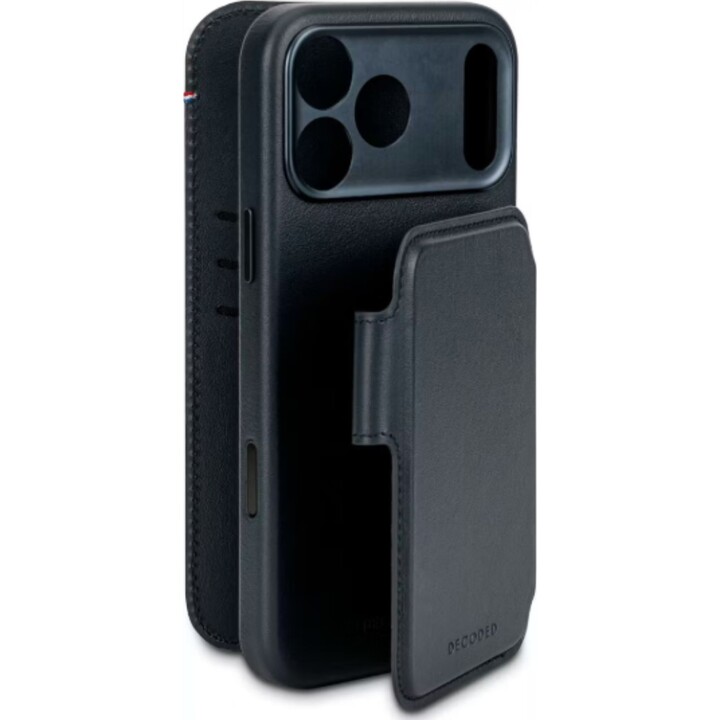 Custodia a portafoglio staccabile Decoded per iPhone 17 Pro Max con MagSafe, vera pelle blu navy
