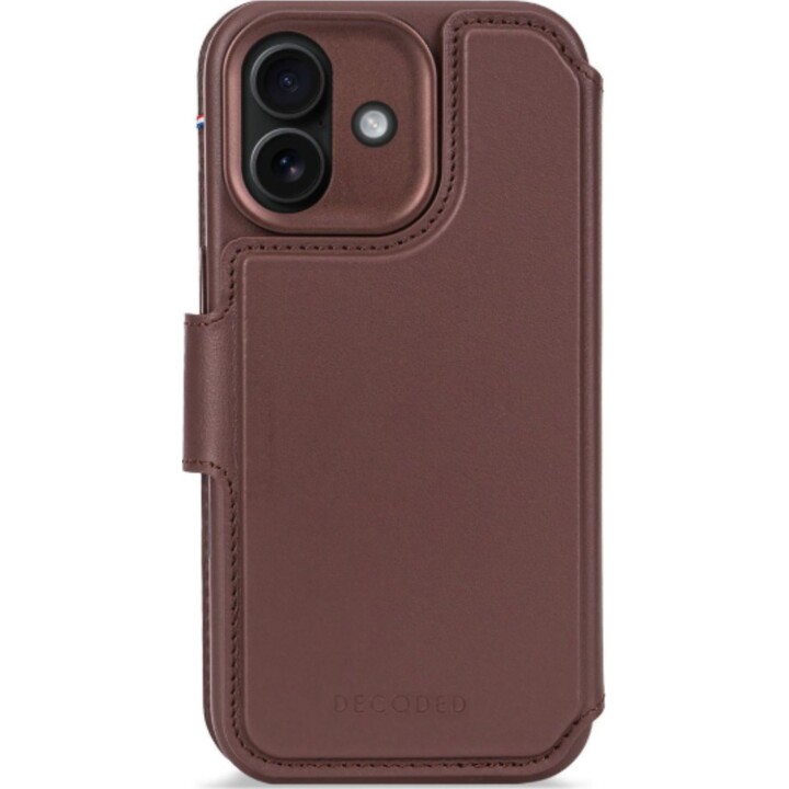 Capa para carteira amovível Decoded para iPhone 17 com MagSafe, couro genuíno castanho chocolate