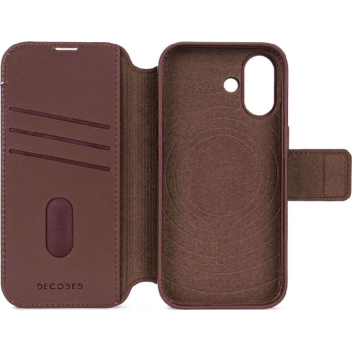 Capa para carteira amovível Decoded para iPhone 17 com MagSafe, couro genuíno castanho chocolate