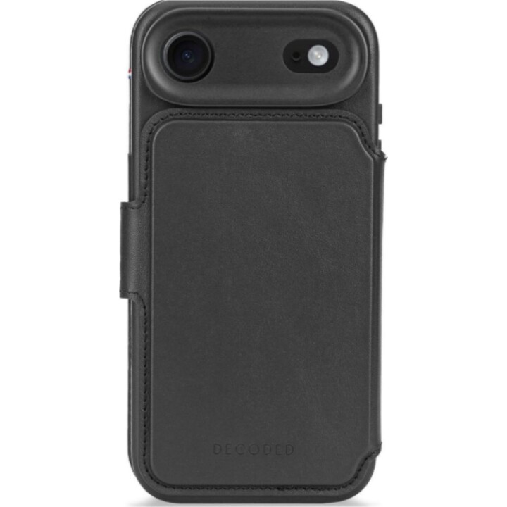 Capa Decoded para carteira destacável para iPhone Air com MagSafe, capa destacável em pele genuína, preto