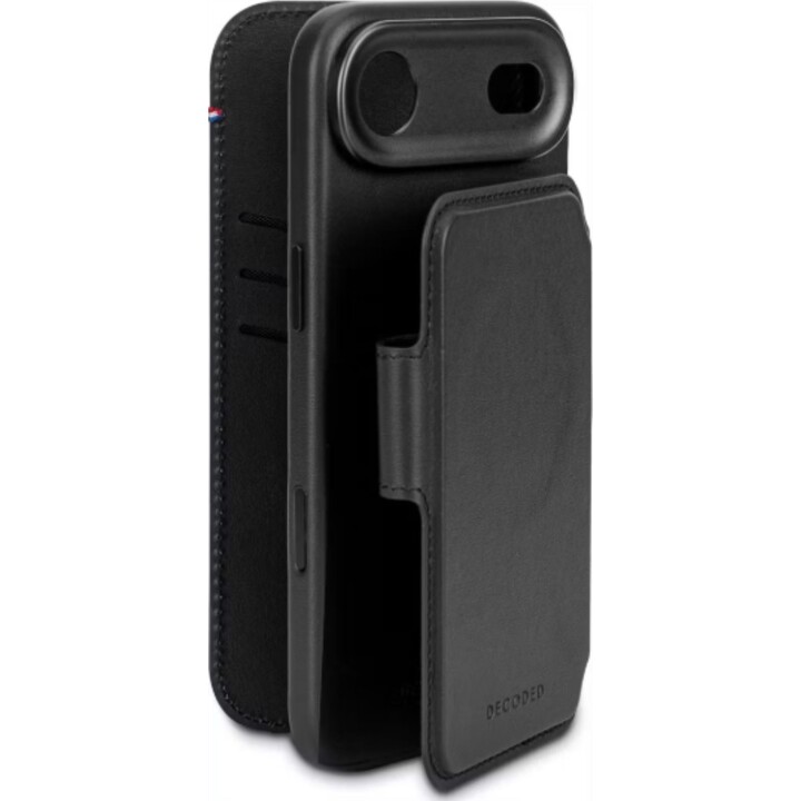 Capa Decoded para carteira destacável para iPhone Air com MagSafe, capa destacável em pele genuína, preto