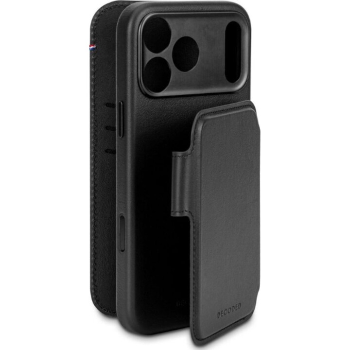 Decoded Detachable Wallet Case for iPhone 17 Pro with MagSafe, Genuine Leather Black