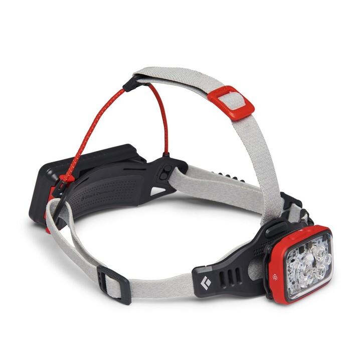 Torcia portatile a LED Black Diamond Distance 1500, rossa e bianca.