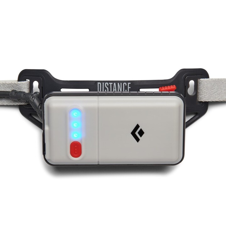 Torcia portatile a LED Black Diamond Distance 1500, rossa e bianca.