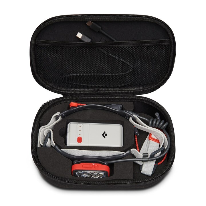 Torcia portatile a LED Black Diamond Distance 1500, rossa e bianca.