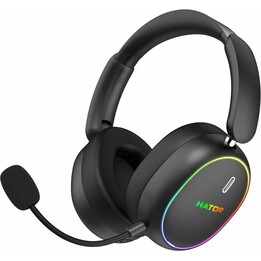 Cuffie wireless HATOR Phoenix 2, cuffie da gioco wireless e cablate, Bluetooth USB Type-C / USB Type-A, nere