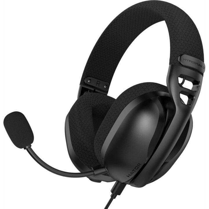 Cuffie da gioco in-ear cablate HATOR Hyperpunk 3 con connessione USB Type-C / USB Type-A, colore nero.