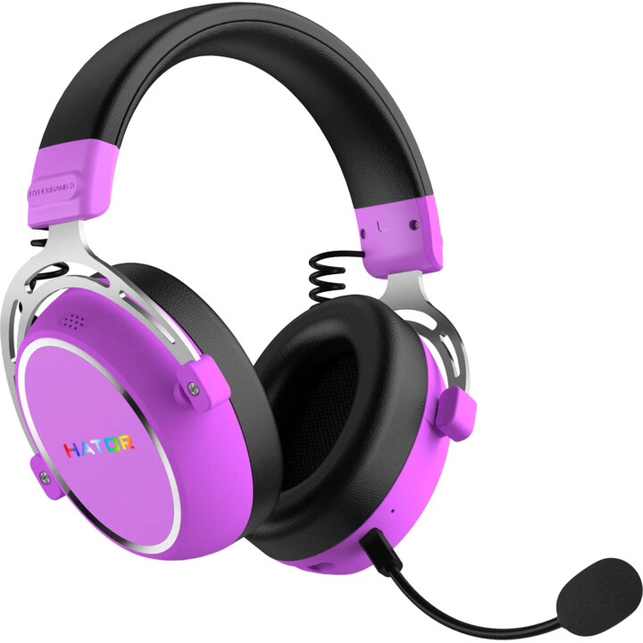 Cuffie da gioco wireless HATOR Hypergang 3, cuffie wireless, Bluetooth USB Type-C / USB Type-A, viola