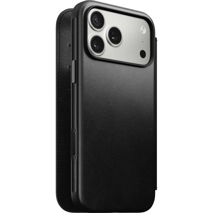 Capa de couro moderna NOMAD - Capa de couro compatível com MagSafe para iPhone 17 Pro Max, couro Horween (preto) [go]