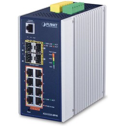 PLANET IGS-5225-8P2S2X Industrial L3 Managed PoE+ Switch 8-Port 10/100/1000T 802.3at 2-Port 100/1000X SFP 2-Port 10G SFP+