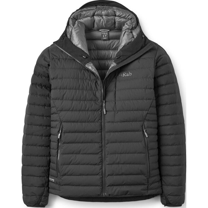 Chaqueta de plumas con capucha Rab Microlight Windstopper - Negra Talla: S