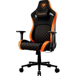 Cougar Defensor F Ergonomischer High-Density-Schaumstoff-Drehstuhl mit Stoffoberfläche Schwarz und Orange