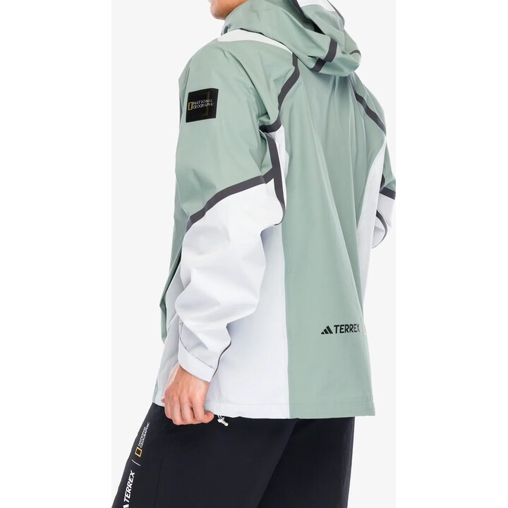 adidas TERREX Nat Geo waterproof jacket, green/silver, M