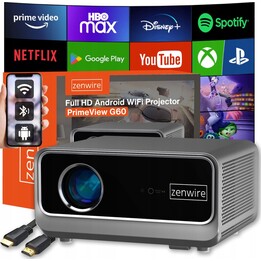 Projetor Android Google TV FULL HD 4K 39000lm WiFi Portátil SMART Zenwire G60