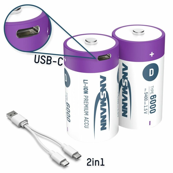 Ansmann 1314-0005 Household Battery Rechargeable D Lithium-Ion Battery