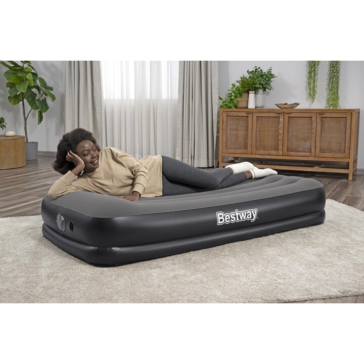 Colchão inflável Bestway 671BT, solteiro, preto, cinza, unissex