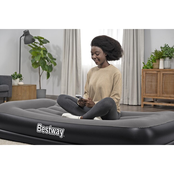 Colchão inflável Bestway 671BT, solteiro, preto, cinza, unissex