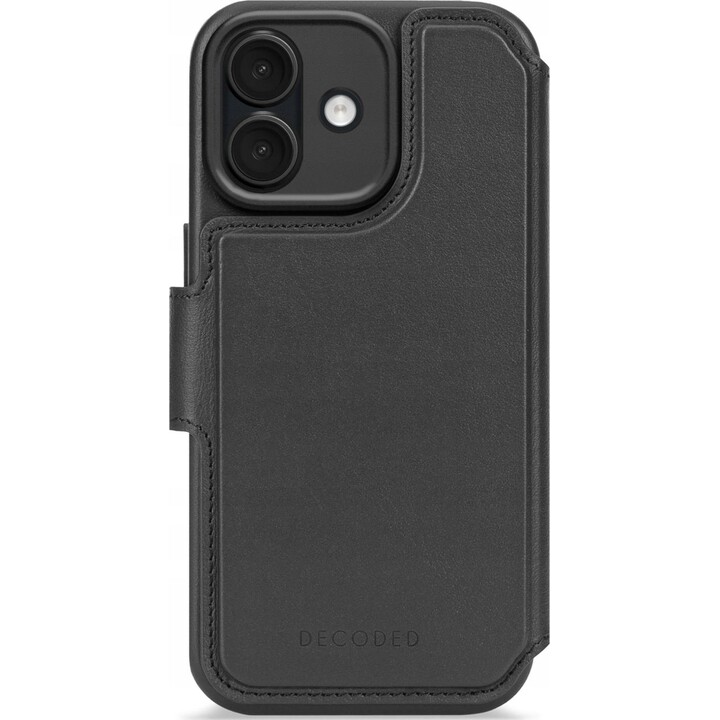 Carteira de couro destacável Decoded - Capa protetora de couro compatível com MagSafe para iPhone 17 (preta)