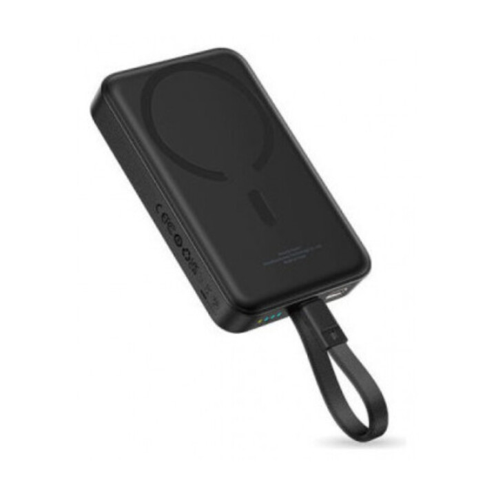 Batterie externe magnétique Os-baseus Enerfill FM11 avec câble USB intégré, 10 000 mAh, 30 W, noir cosmique