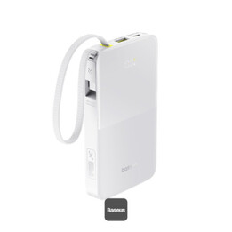 Os-baseus Enerfill Fp11 Powerbank 10000mAh 15W Mondweiß (inkl. einfachem Typ-C-zu-Typ-C-Kabel 20V/3A 30cm Weiß)