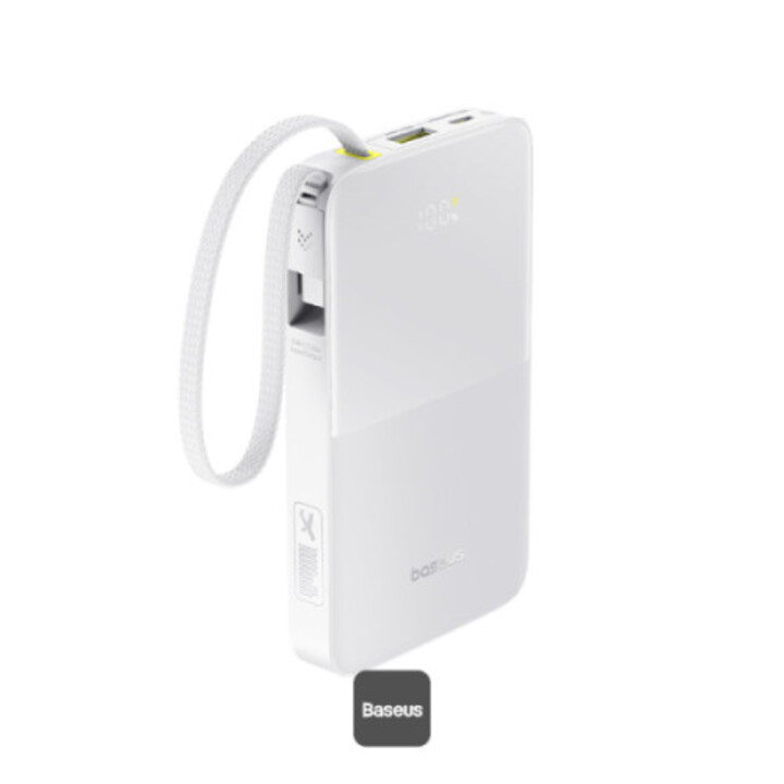 Power bank Os-baseus Enerfill Fp11 da 10000 mAh 15 W bianco luna (include cavo semplice da Type-C a Type-C 20 V/3 A 30 cm bianco