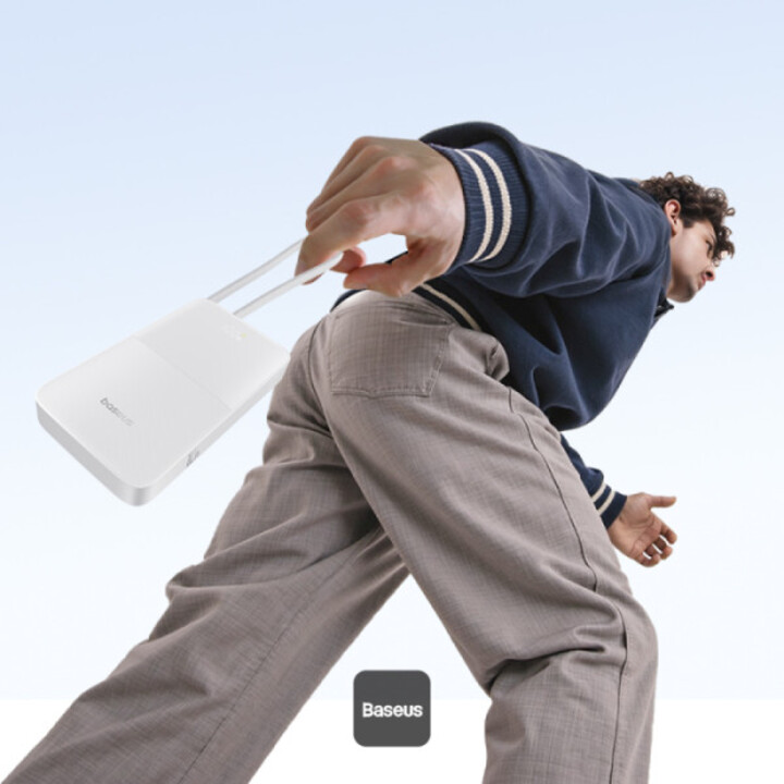 Os-baseus Enerfill Fp11 Power Bank 10000mah 15w Moon White (includes Simple Type-c To Type-c Cable 20v/3a 30cm White)