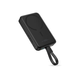 Bateria externa magnética Os-baseus Enerfill FM11 com cabo USB integrado, 10000mAh, 30W, branca (Moon White).