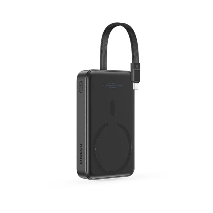 Power bank magnetico Os-baseus Enerfill FM11 con cavo USB integrato, 10000 mAh, 30 W, colore bianco lunare.