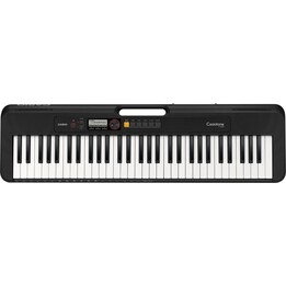 Teclado MIDI Casio CT-S200 com 61 teclas e conexão USB, nas cores preto e branco.